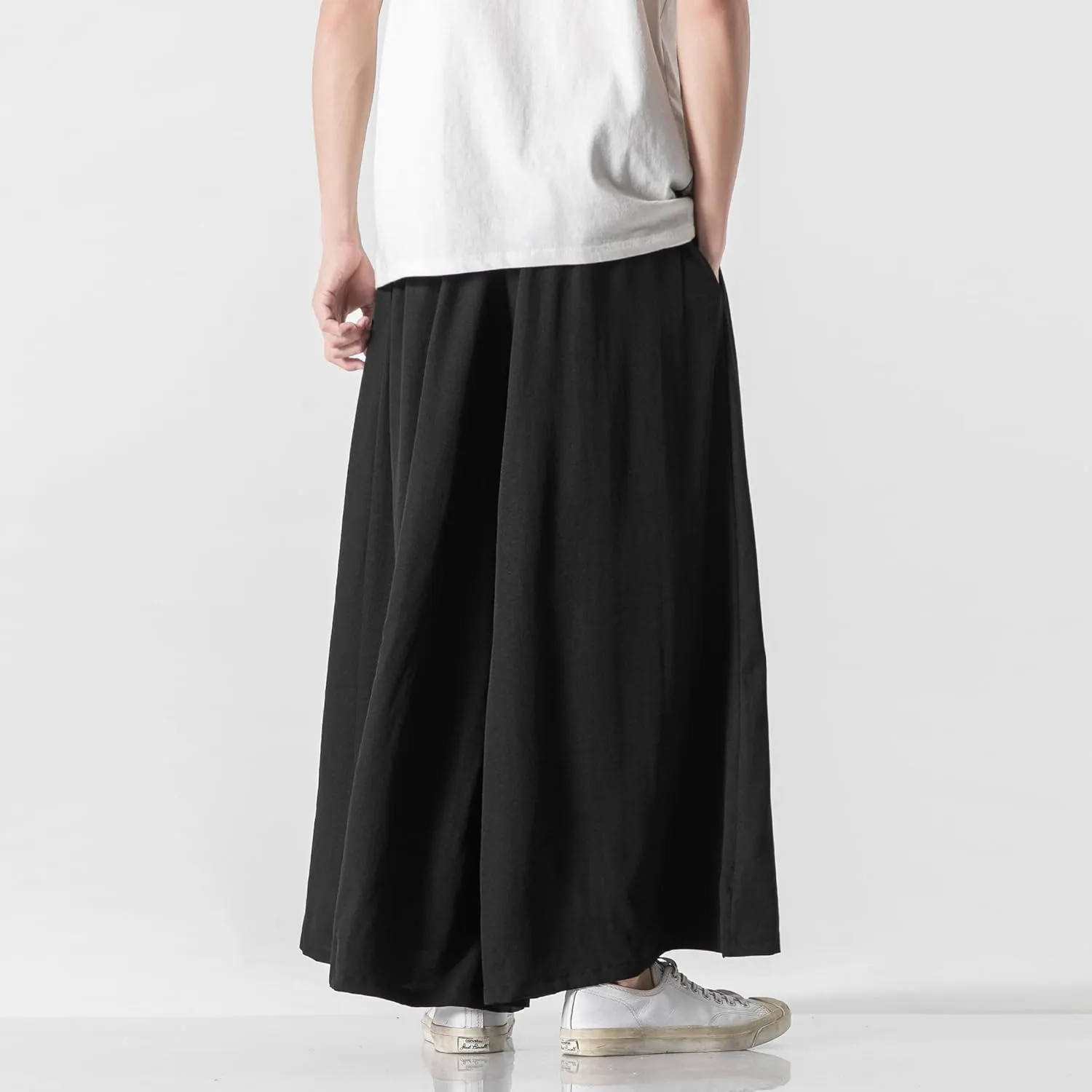 GURUNVANI Men's Wide Leg Pants Japanese Yoga Pants Hip Hop Baggy Trousers