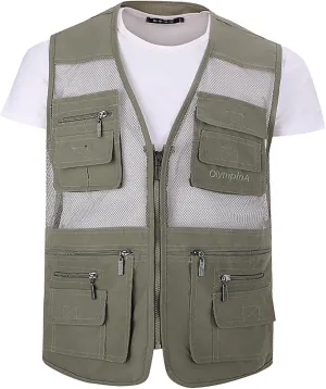 Hbufnha Mens Mesh Lightweight Vest Outdoor Work Fishing Hunting Extra Pockets Vest