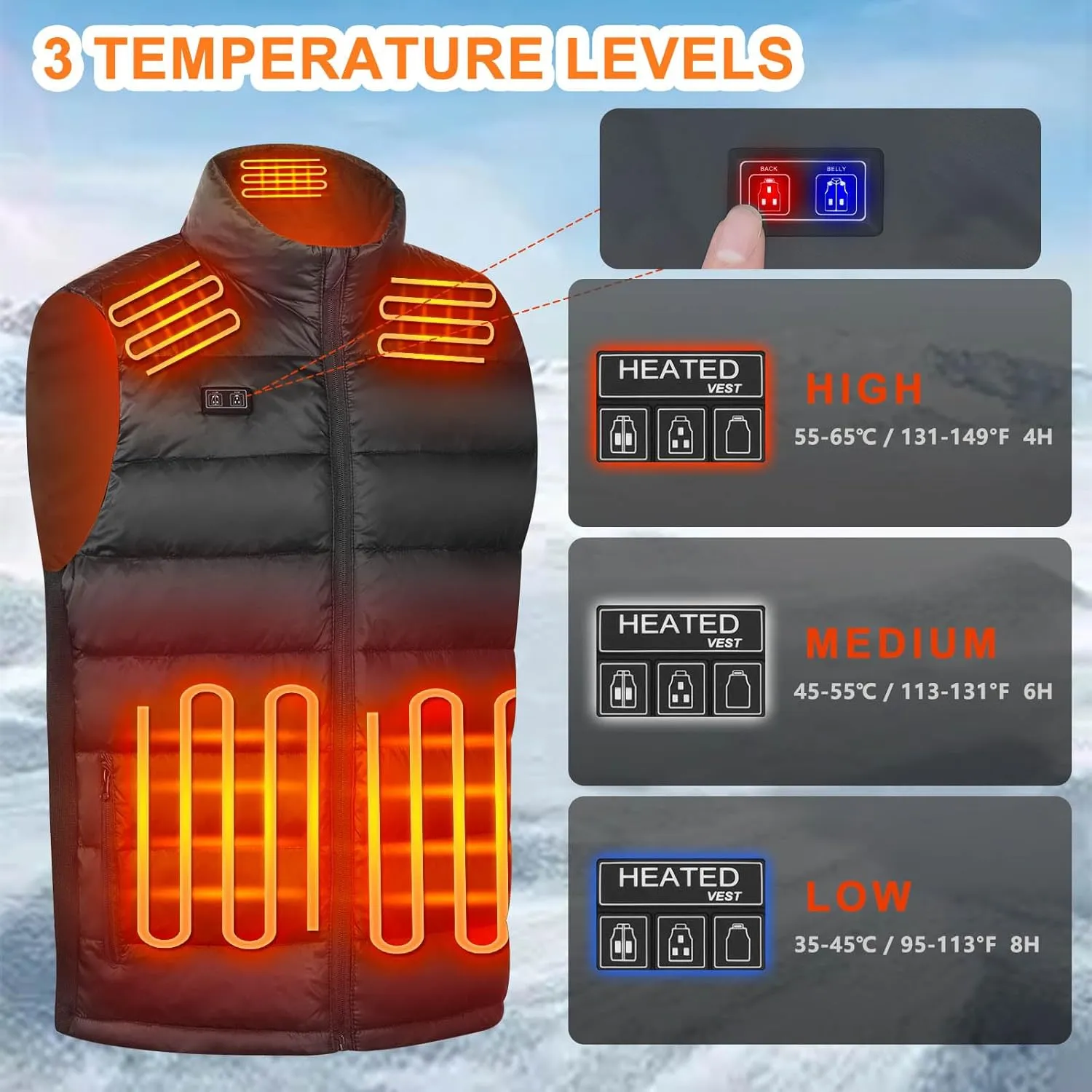Heated Vest for Men Women,Heated Vest with 16000mAh Battery Pack Included,8 Heating Zones Lightweight Heating Vest