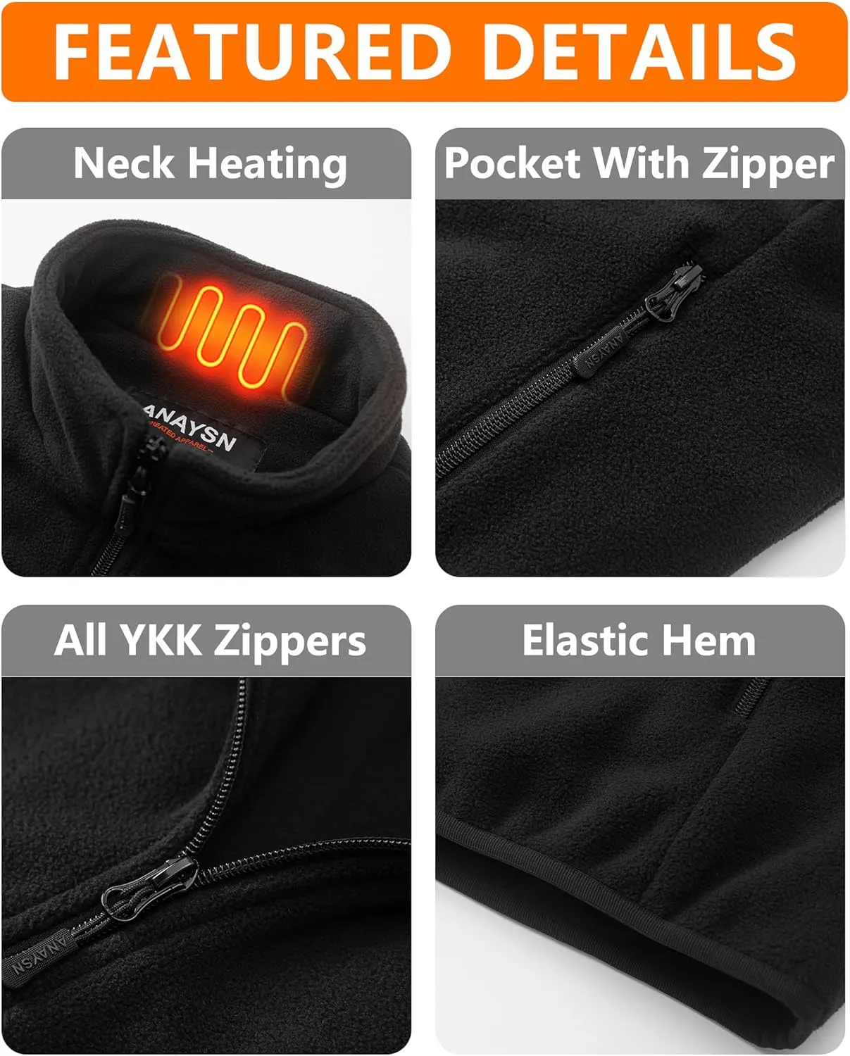 Heated Vest Women, Fleece heated vest with battery pack included 7.4V 16000mAh