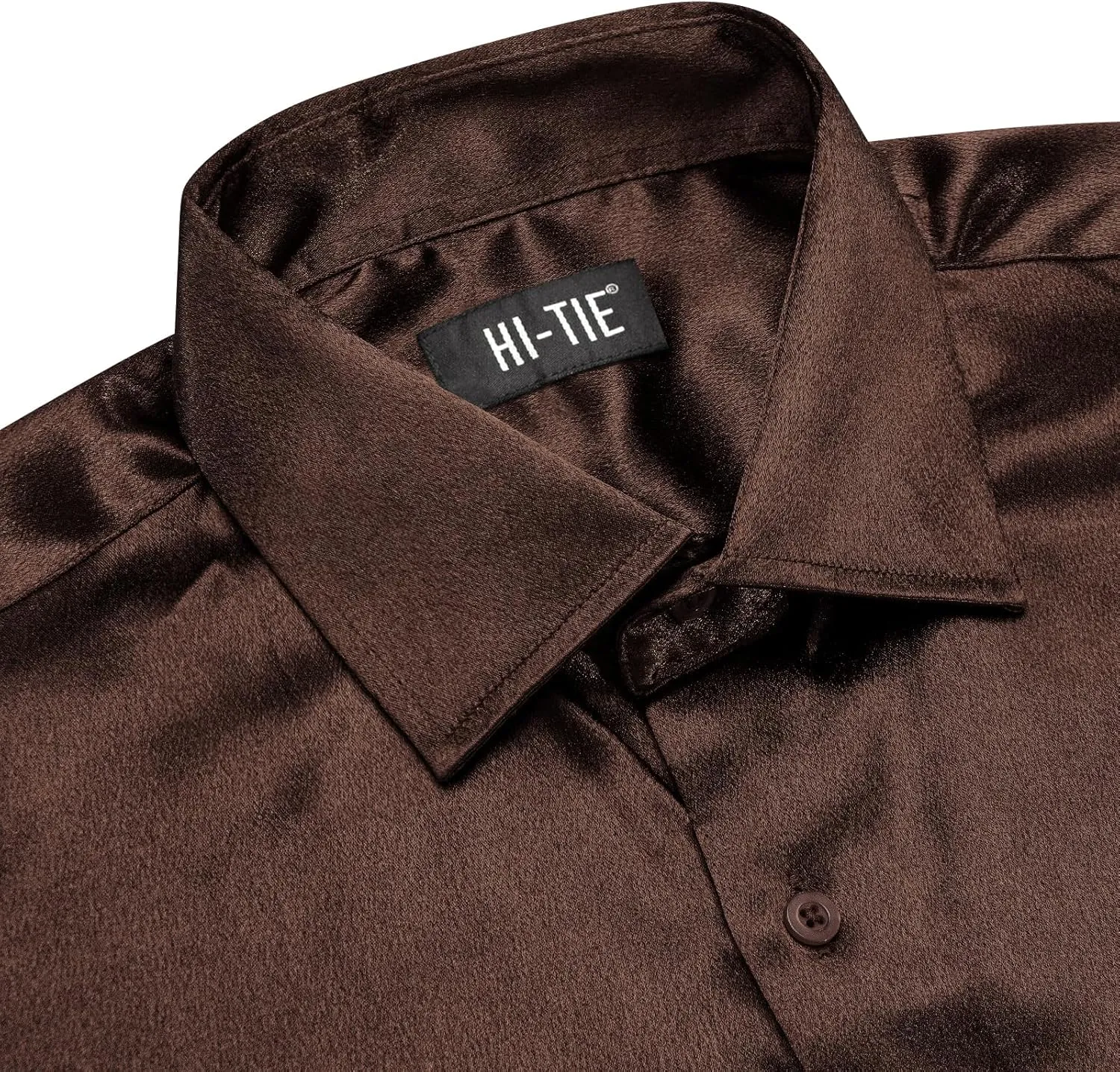Hi-Tie Mens Long Sleeve Dress Shirt Satin Button Down Casual Prom Wedding Regular Fit Button Up Shirt