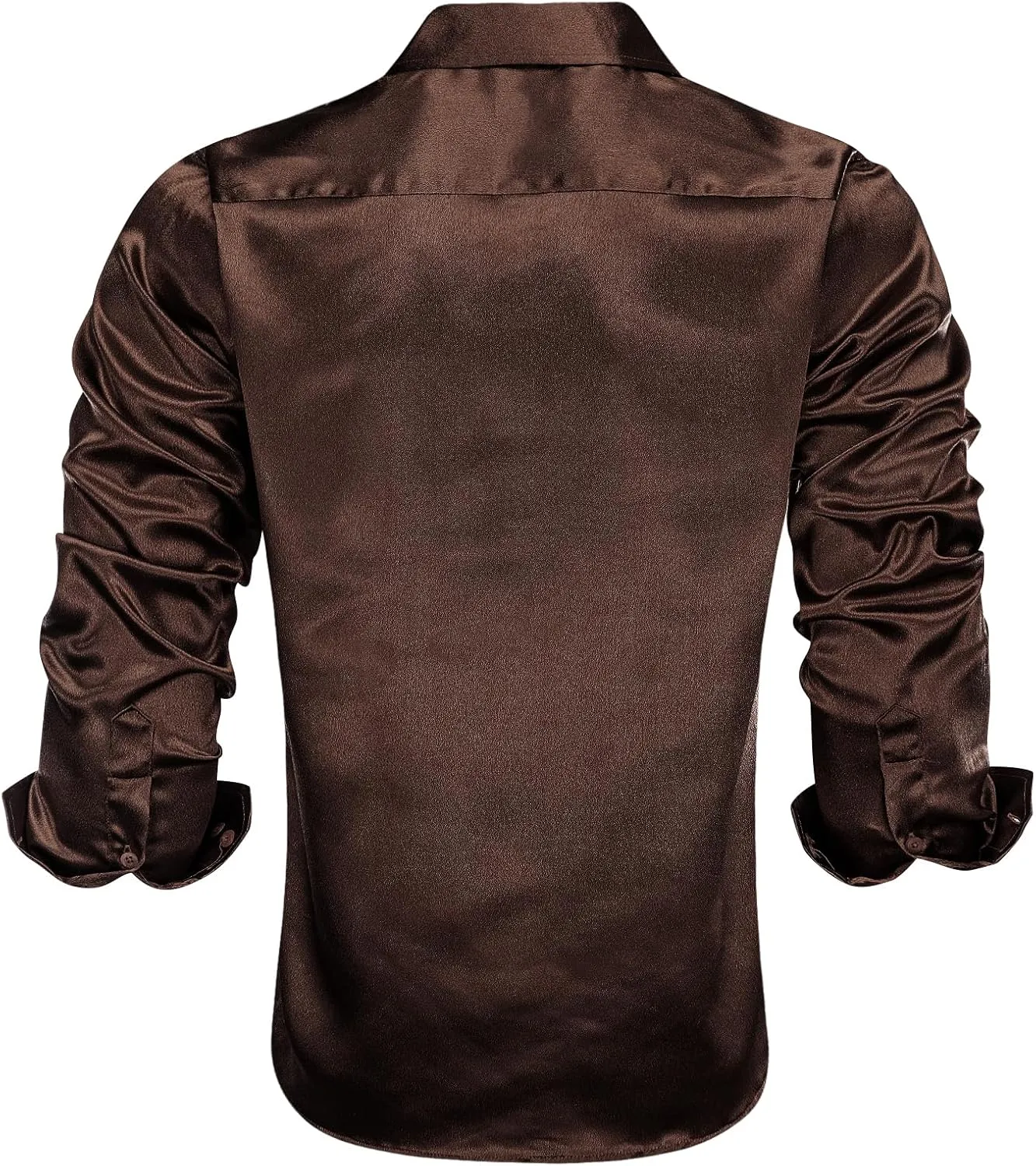 Hi-Tie Mens Long Sleeve Dress Shirt Satin Button Down Casual Prom Wedding Regular Fit Button Up Shirt