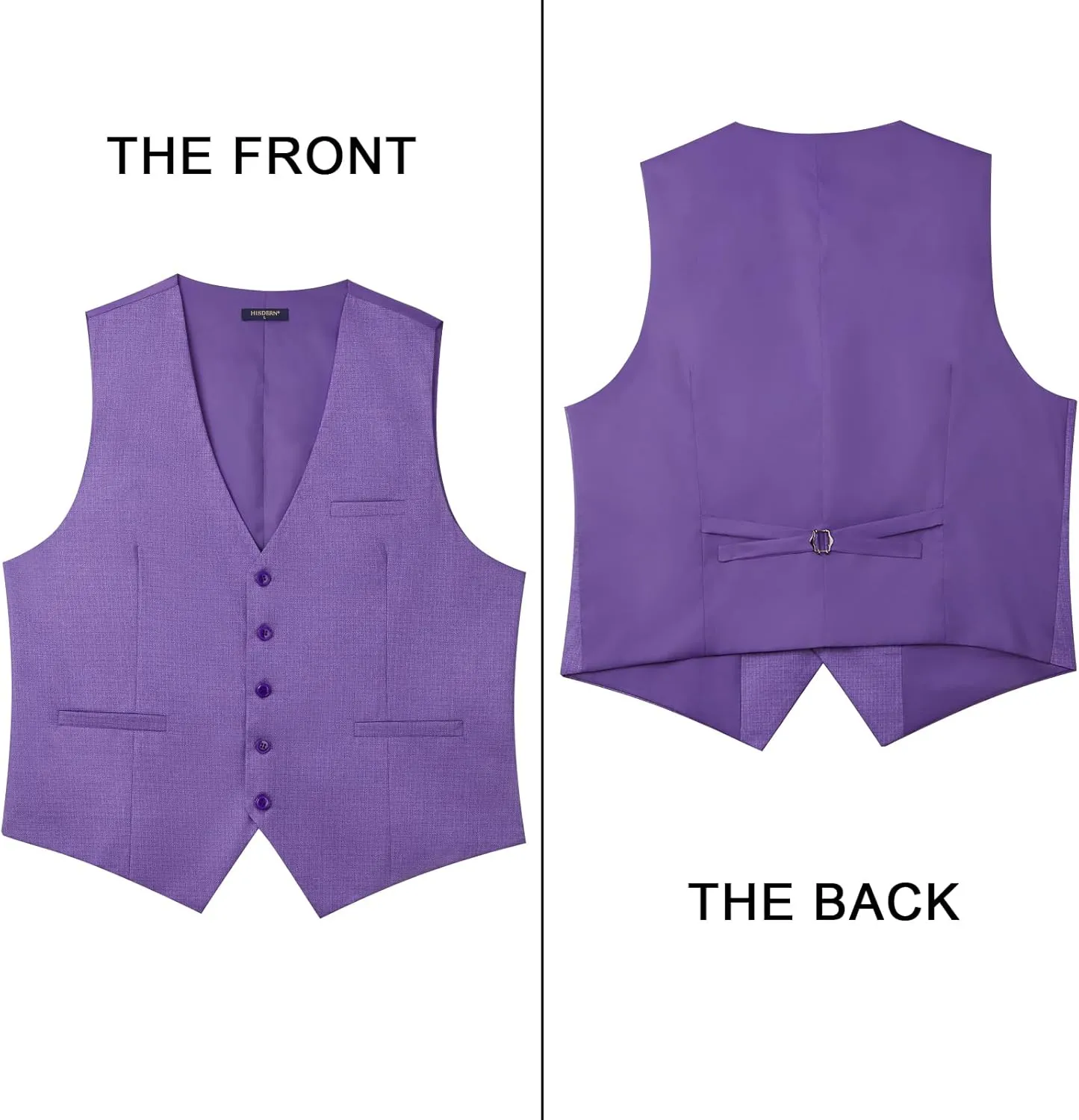 HISDERN Men's Suit Vest Plaid Dress Vest for Men Slim Fit Formal Business Waistcoat Tuxedo V-Ncek Solid Vest for Wedding