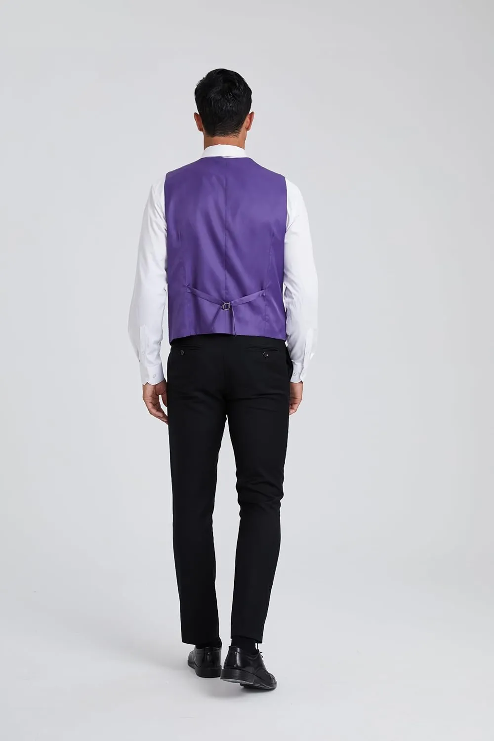 HISDERN Men's Suit Vest Plaid Dress Vest for Men Slim Fit Formal Business Waistcoat Tuxedo V-Ncek Solid Vest for Wedding