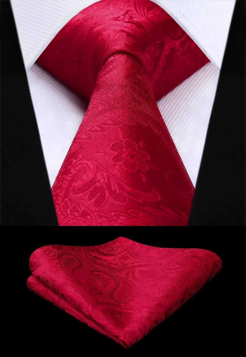 HISDERN Men's Vest Tie Set Paisley Floral Jacquard Necktie Pocket Square 3PCS Waistcoat for Suit or Tuxedo Wedding Party