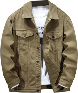 hlysgo Men's Denim Jacket Casual Long Sleeve Button Down Jackets Jean Trucker Jacket Fall Winter Casual Coat with Pockets