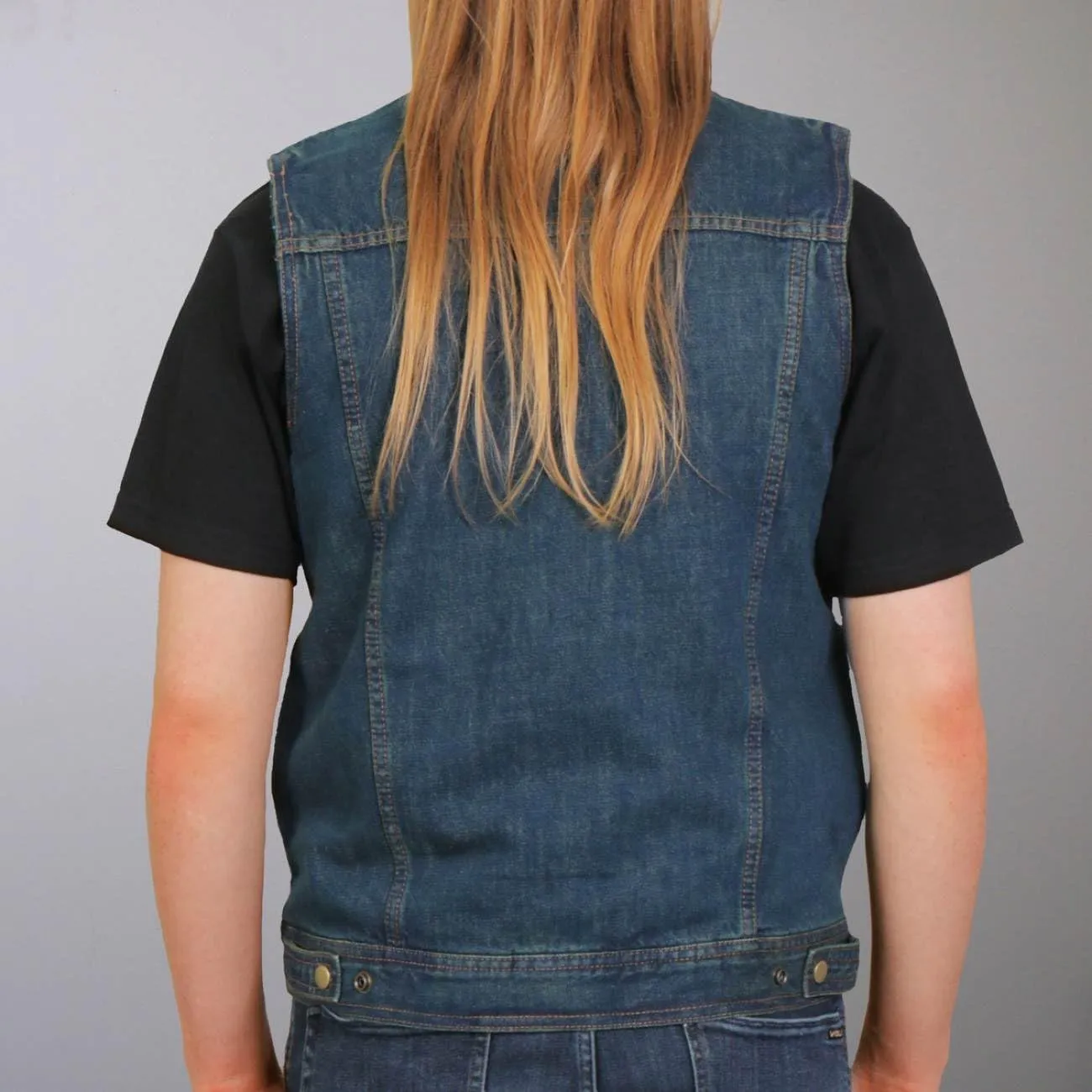 Hot Leathers Men's Standard Denim Biker Vests, Vsm6001-blue
