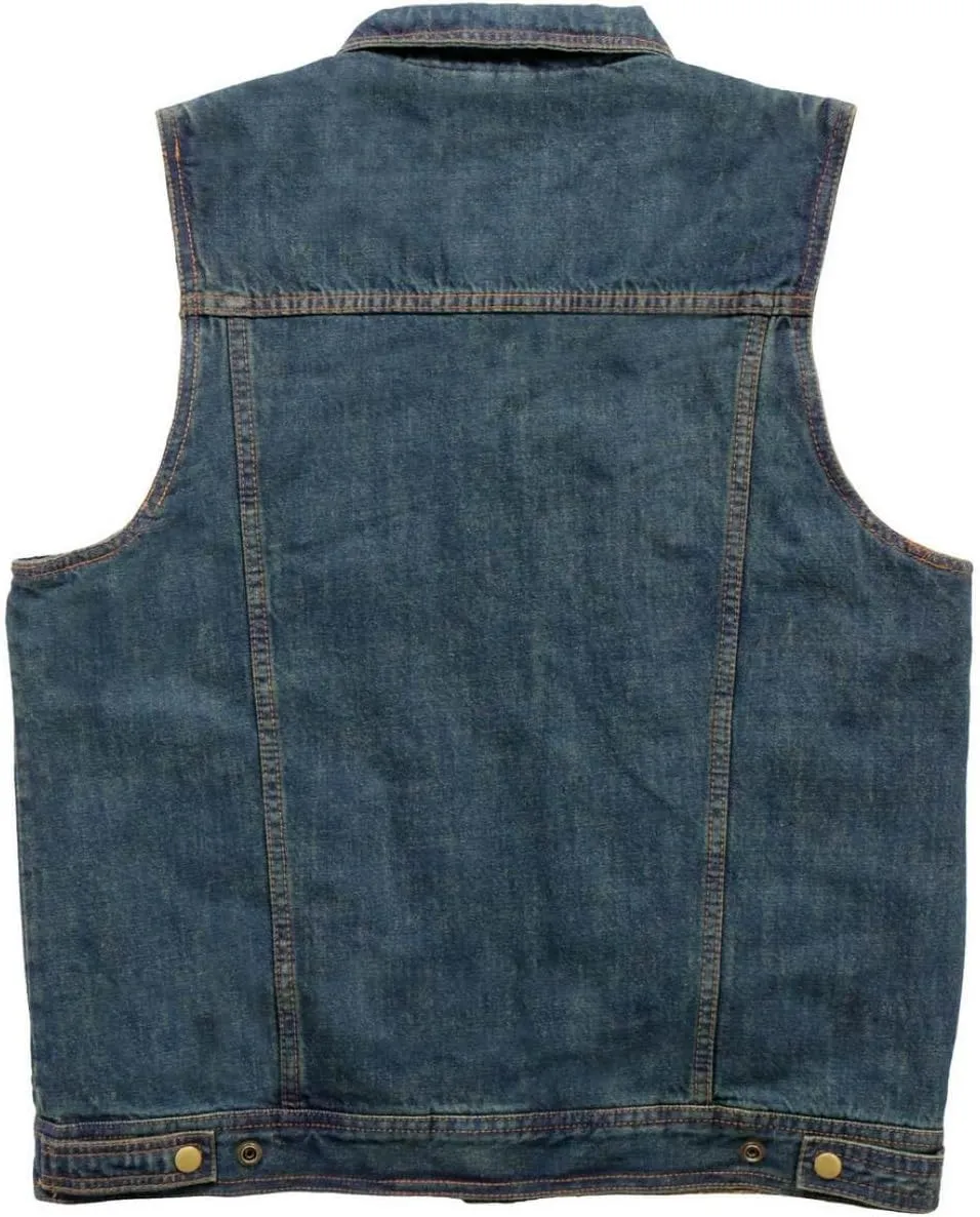 Hot Leathers Men's Standard Denim Biker Vests, Vsm6001-blue