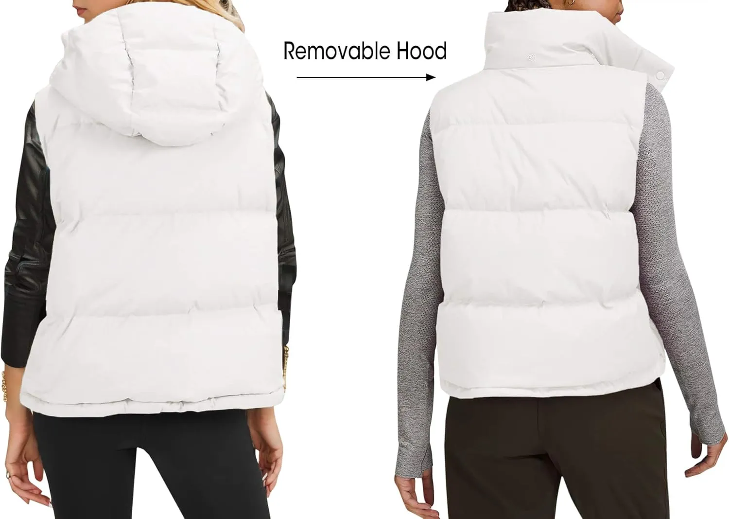 Imily Bela Womens Quilted Puffer Vest Hooded Winter Casual Stand Collar Gilet With Pockets