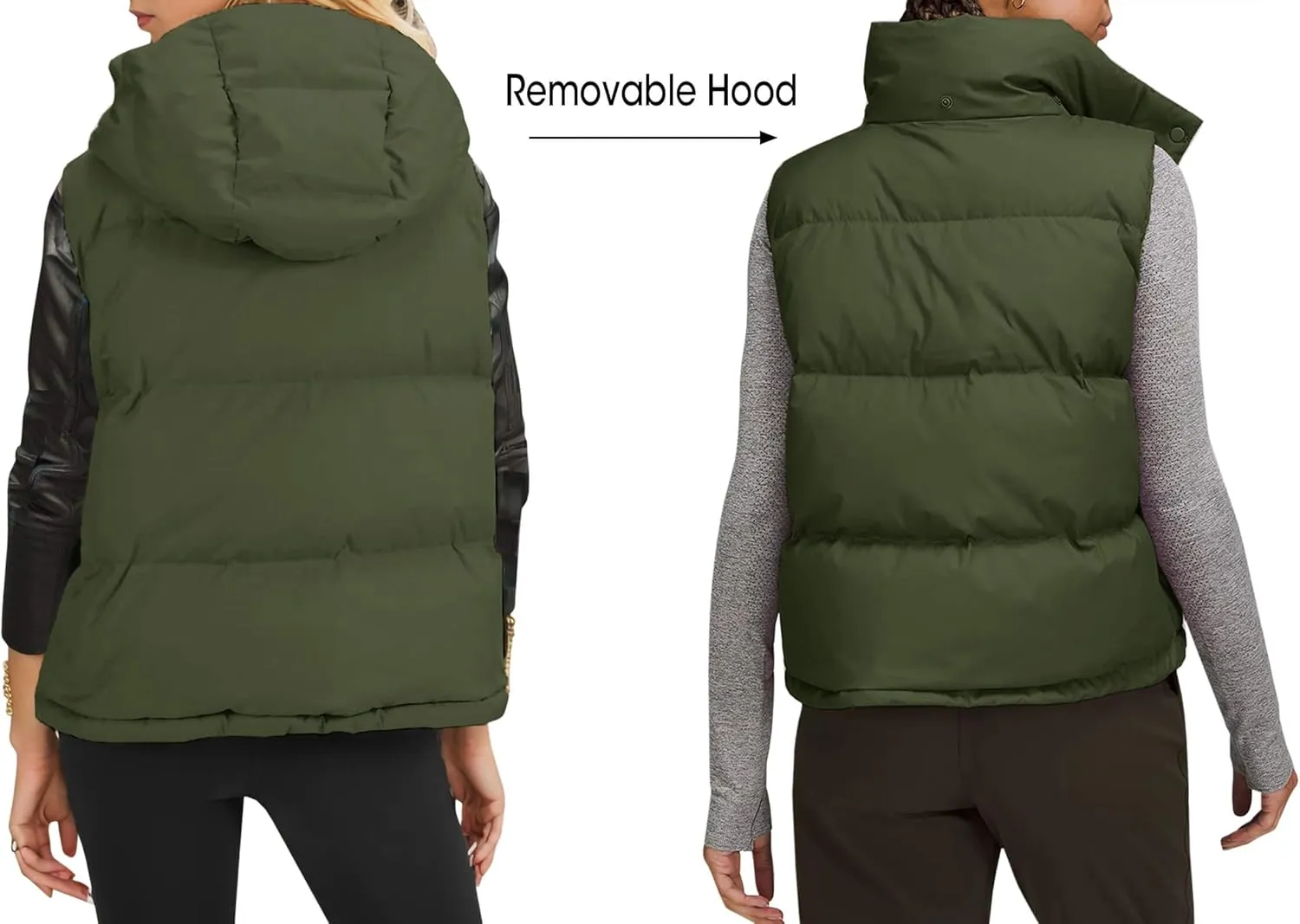 Imily Bela Womens Quilted Puffer Vest Hooded Winter Casual Stand Collar Gilet With Pockets