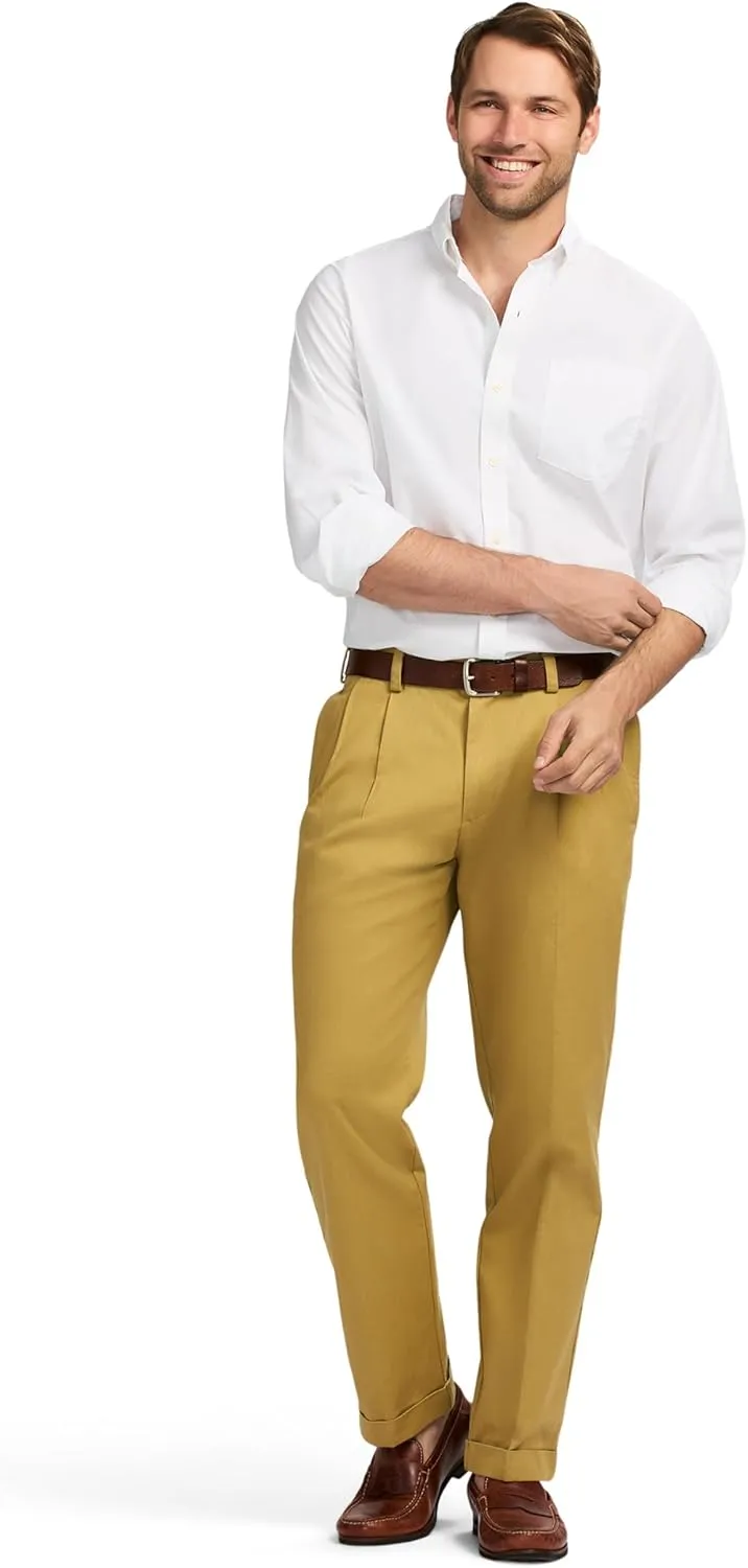 IZOD Men's American Chino Double Pleated Classic Fit Pant