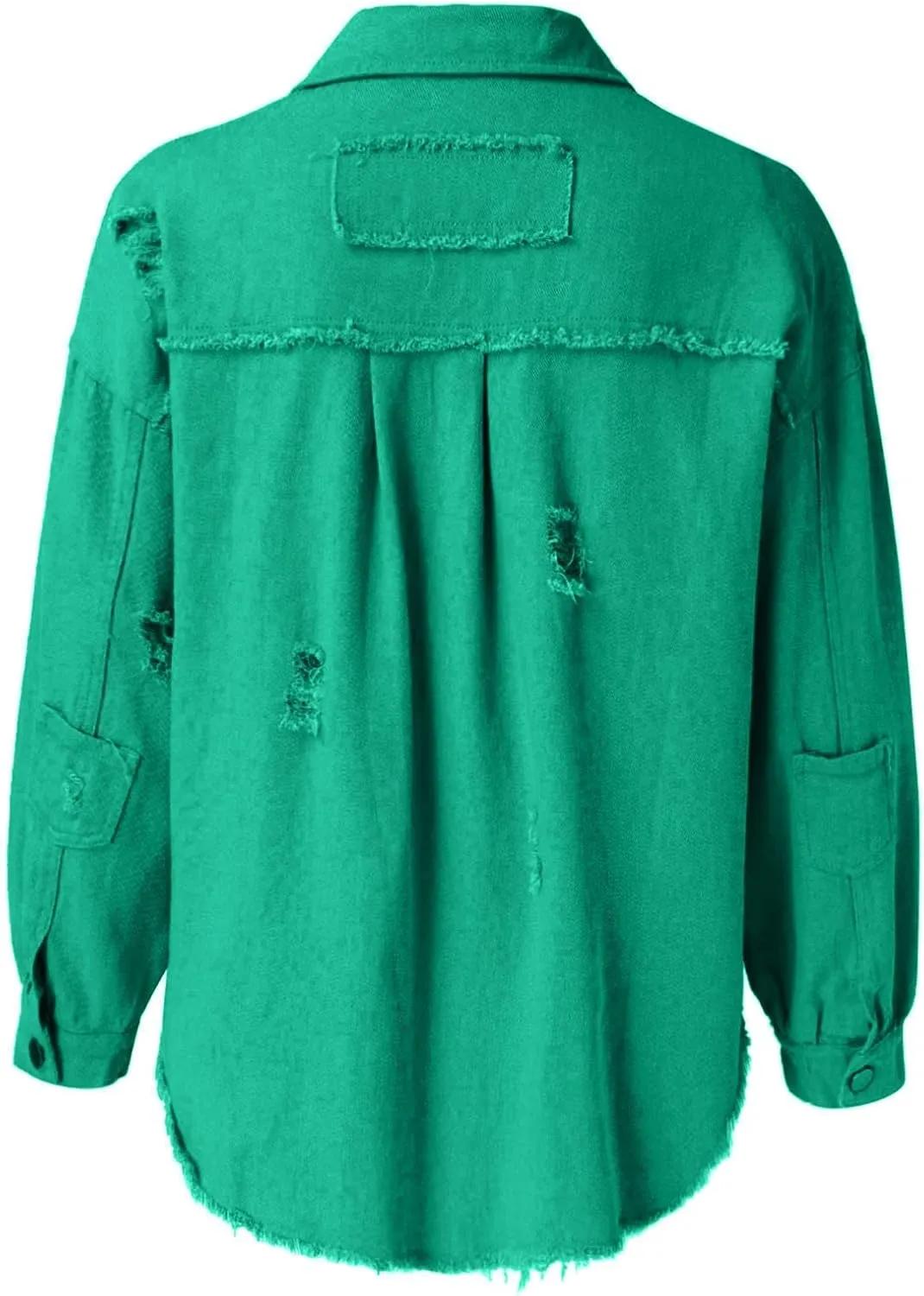 Jackets To Wear Over Dresses Women's Trendy Ripped Oversized Denim Jacket Casual Long Boyfriend Denim Shirt Dress
