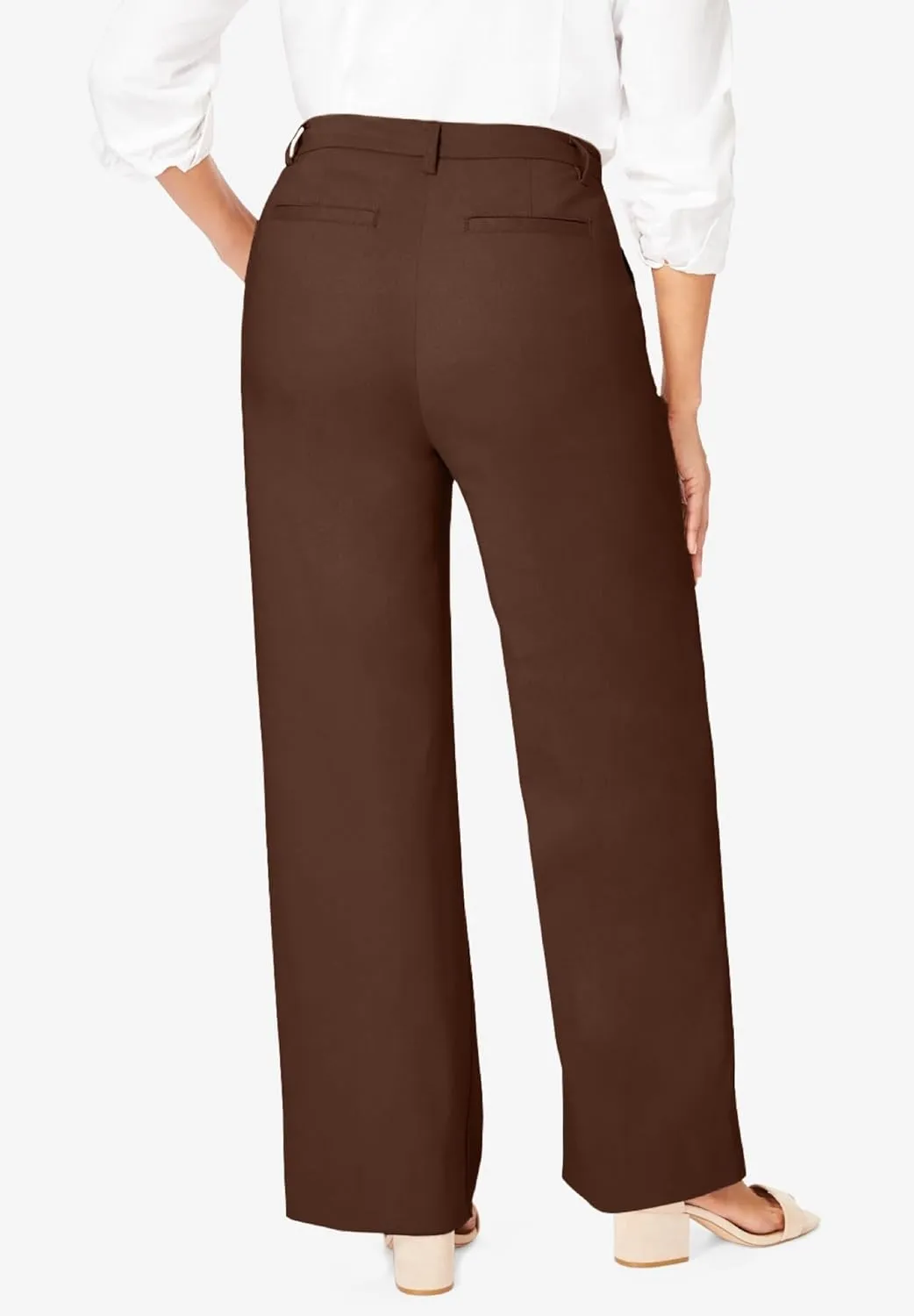 Jessica London Women's Plus Size Stretch Cotton Chino Wide-Leg Trouser
