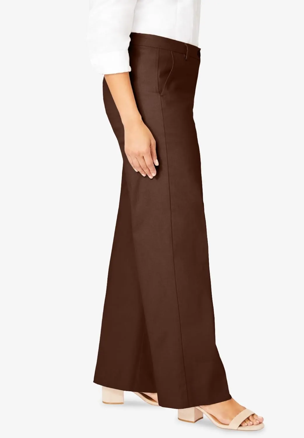Jessica London Women's Plus Size Stretch Cotton Chino Wide-Leg Trouser