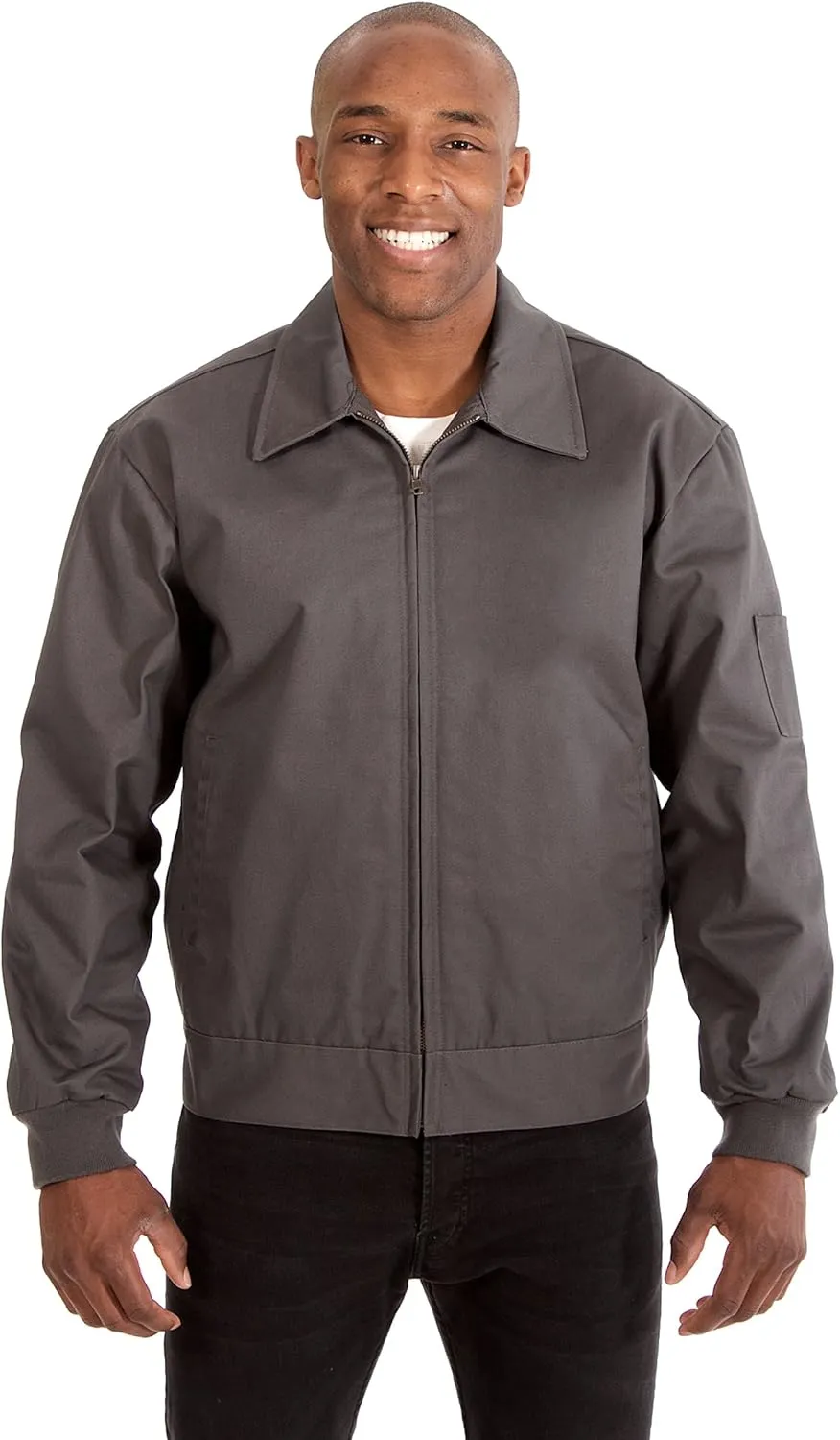 JH DESIGN GROUP Men's Mechanics Jacket a Zip Up Work Coat with Quilted Lining in Navy Blue & Charcoal Grey