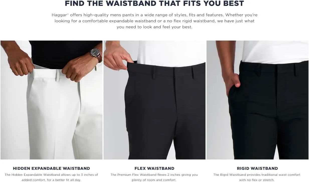 J.M. Haggar Men's 4 Way Stretch Slim Fit Flat Front Dress Pant