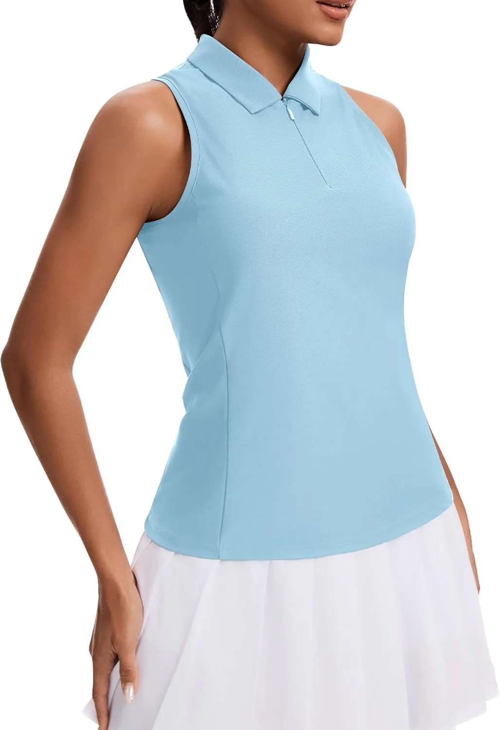 JoyGirl Womens Golf Shirt Sleeveless Polo Shirts Racerback Collared Tennis Shirt Zip up Quick Dry Athletic Tank Tops