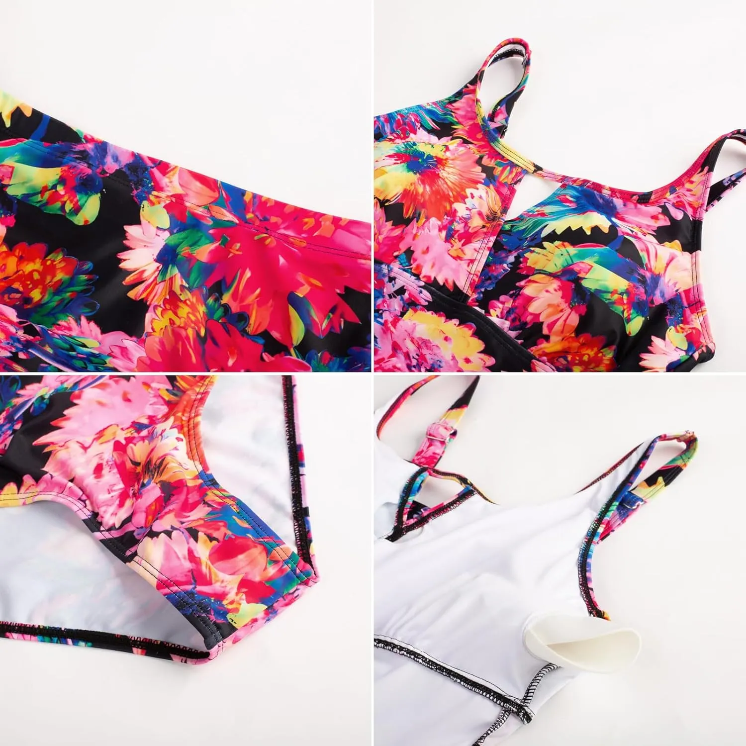 Kate Kasin 2 Piece Tankini Swimsuits for Women Tummy Control Swimdress Skirt Bathing Suit with Briefs Modest Ruched Swimwear