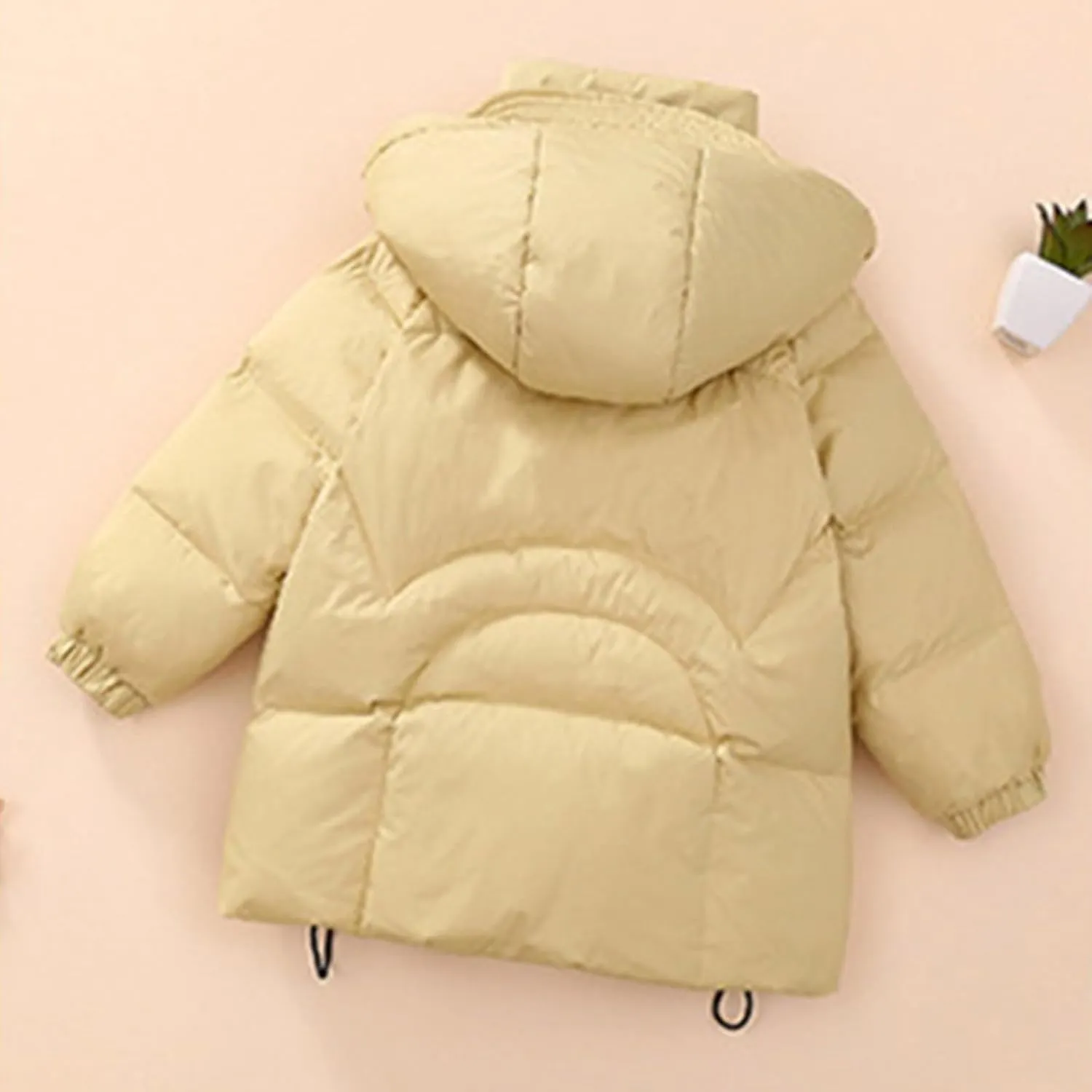 Kids Toddler Baby Girls Boys Winter Warm Thick Solid Cotton Long Sleeve Padded Jacket Coat Clothes