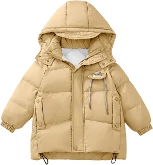 Kids Toddler Baby Girls Boys Winter Warm Thick Solid Cotton Long Sleeve Padded Jacket Coat Clothes