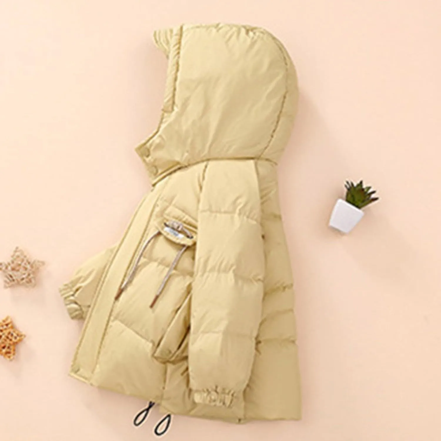 Kids Toddler Baby Girls Boys Winter Warm Thick Solid Cotton Long Sleeve Padded Jacket Coat Clothes