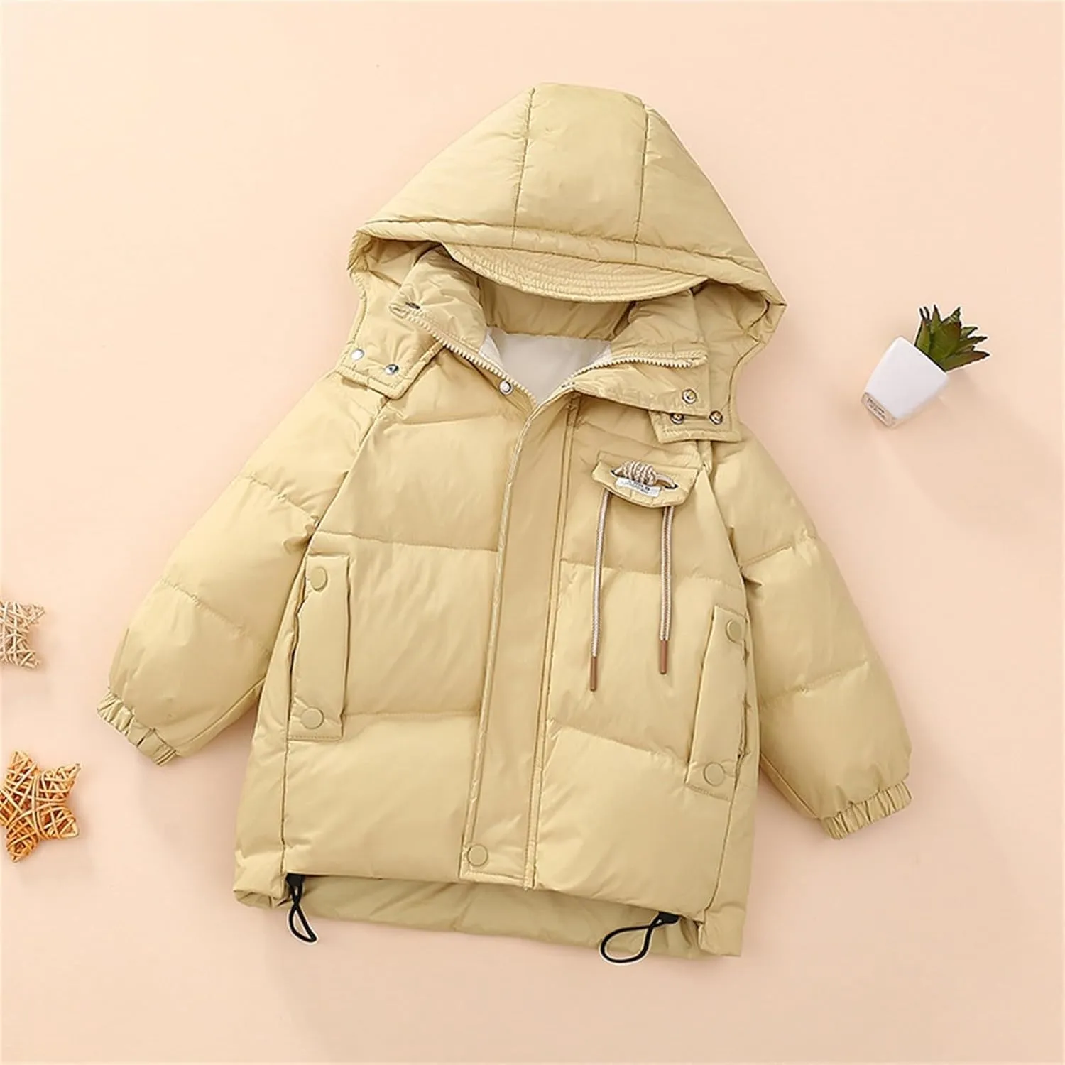 Kids Toddler Baby Girls Boys Winter Warm Thick Solid Cotton Long Sleeve Padded Jacket Coat Clothes