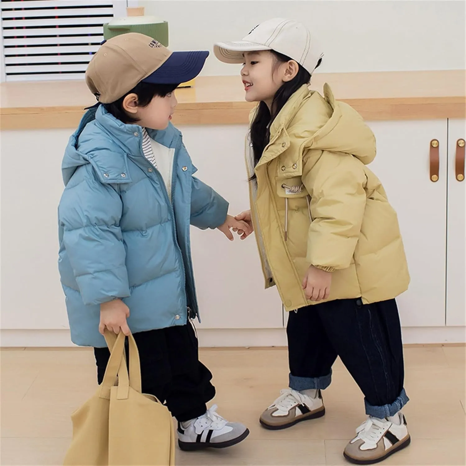 Kids Toddler Baby Girls Boys Winter Warm Thick Solid Cotton Long Sleeve Padded Jacket Coat Clothes