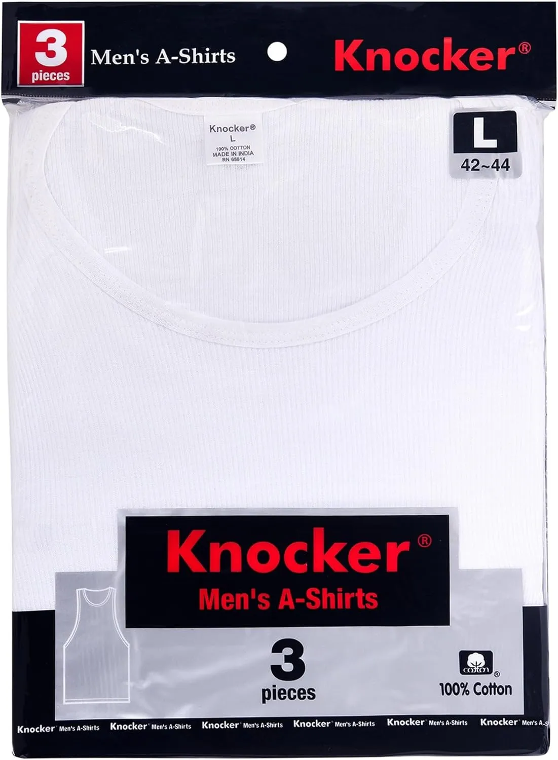 Knocker 6 Pack A Shirt Wife Beaters Under Ribbed Cotton Men's