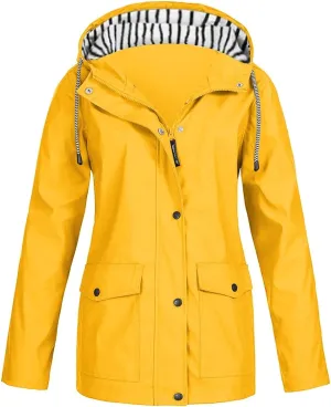 KUIOLYPOER Women's Raincoats Waterproof Rain Jacket Lightweight Active Outdoor Hooded Zip up Windbreaker