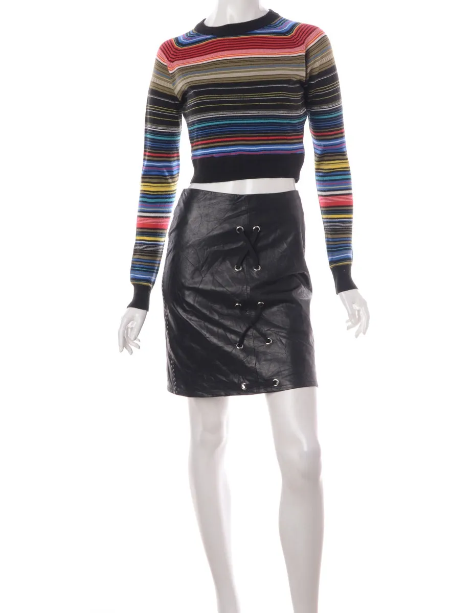 Label Scarlet Lace Up Leather Skirt