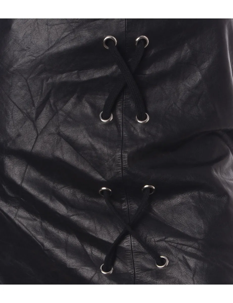 Label Scarlet Lace Up Leather Skirt