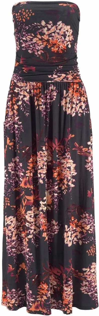 LASCANA Women's Casual Summer Sleeveless Bandeau Maxi Dress with Pockets
