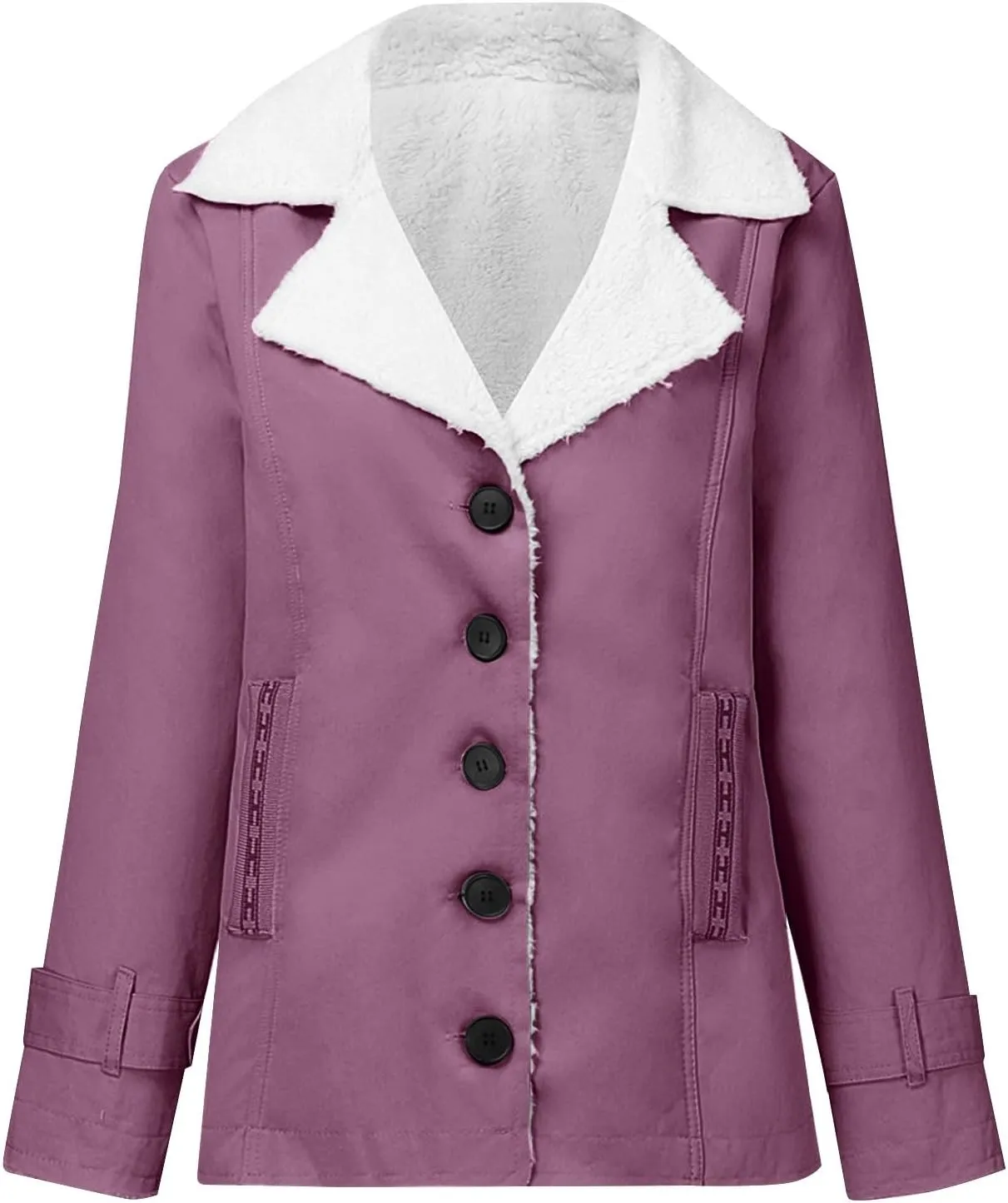 LCMTWX Fuzzy Fleece Jackets for Women Lapel Single Breasted Long Sleeve Plus Size Outwear Fuzzy Faux Shearling Zipper Plus