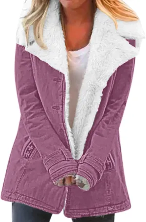 LCMTWX Fuzzy Fleece Jackets for Women Lapel Single Breasted Long Sleeve Plus Size Outwear Fuzzy Faux Shearling Zipper Plus