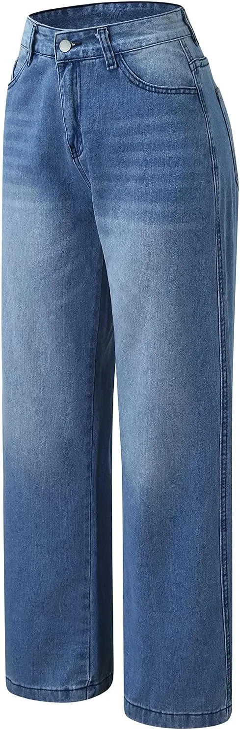 LCMTWX Trendy Jeans for Women 2024 Bib Washed Overalls Rompers Ripped Women's Denim Women's Jeans Flare Stretch