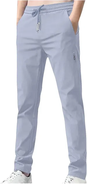 Lightweight Pants Men,Mens Outdoor Hiking Pants Casual Comfy Workout Trousers with Drawstring Mens Baggy Cargo Pants