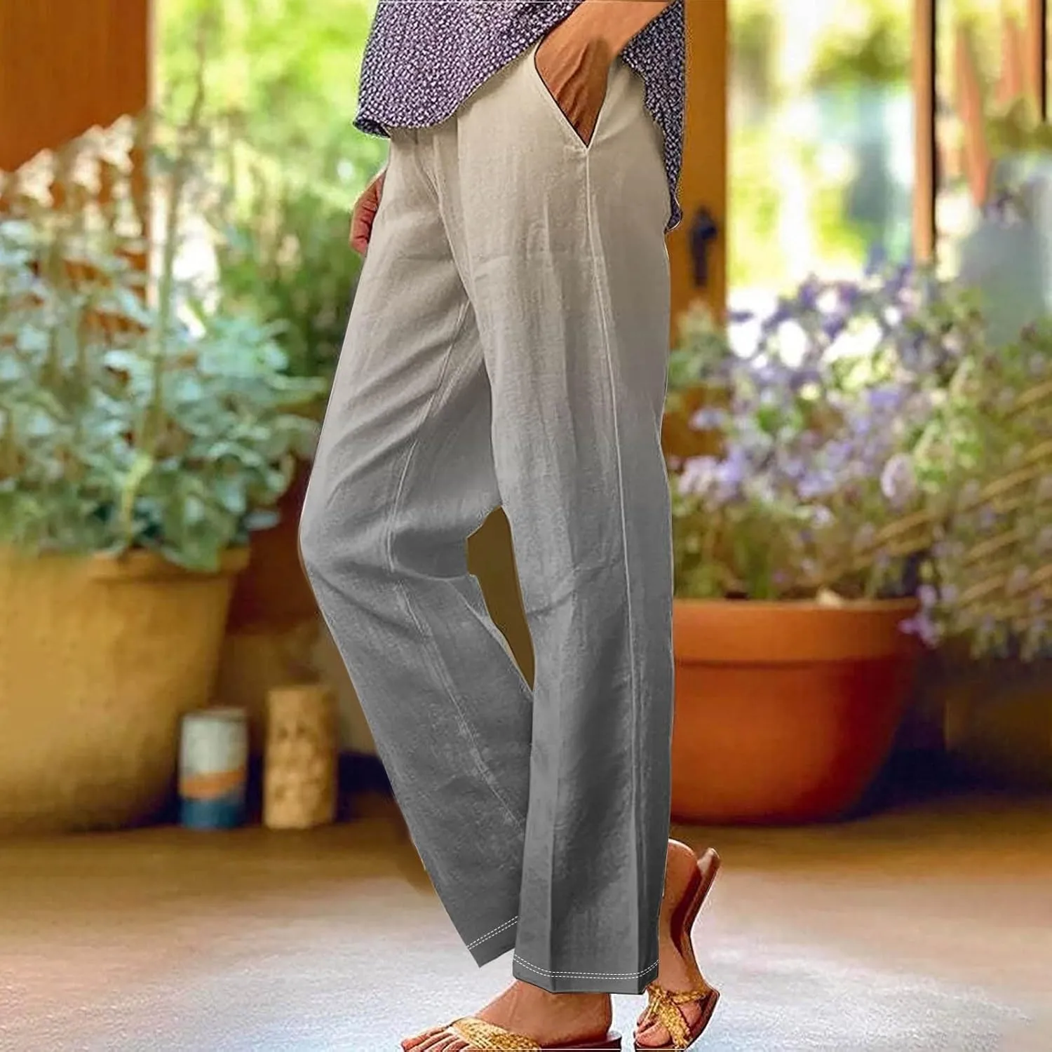 Linen Blend Pants Womens Plus Spring Cotton Loose Pants Women Travel Women Cotton Pants Summer