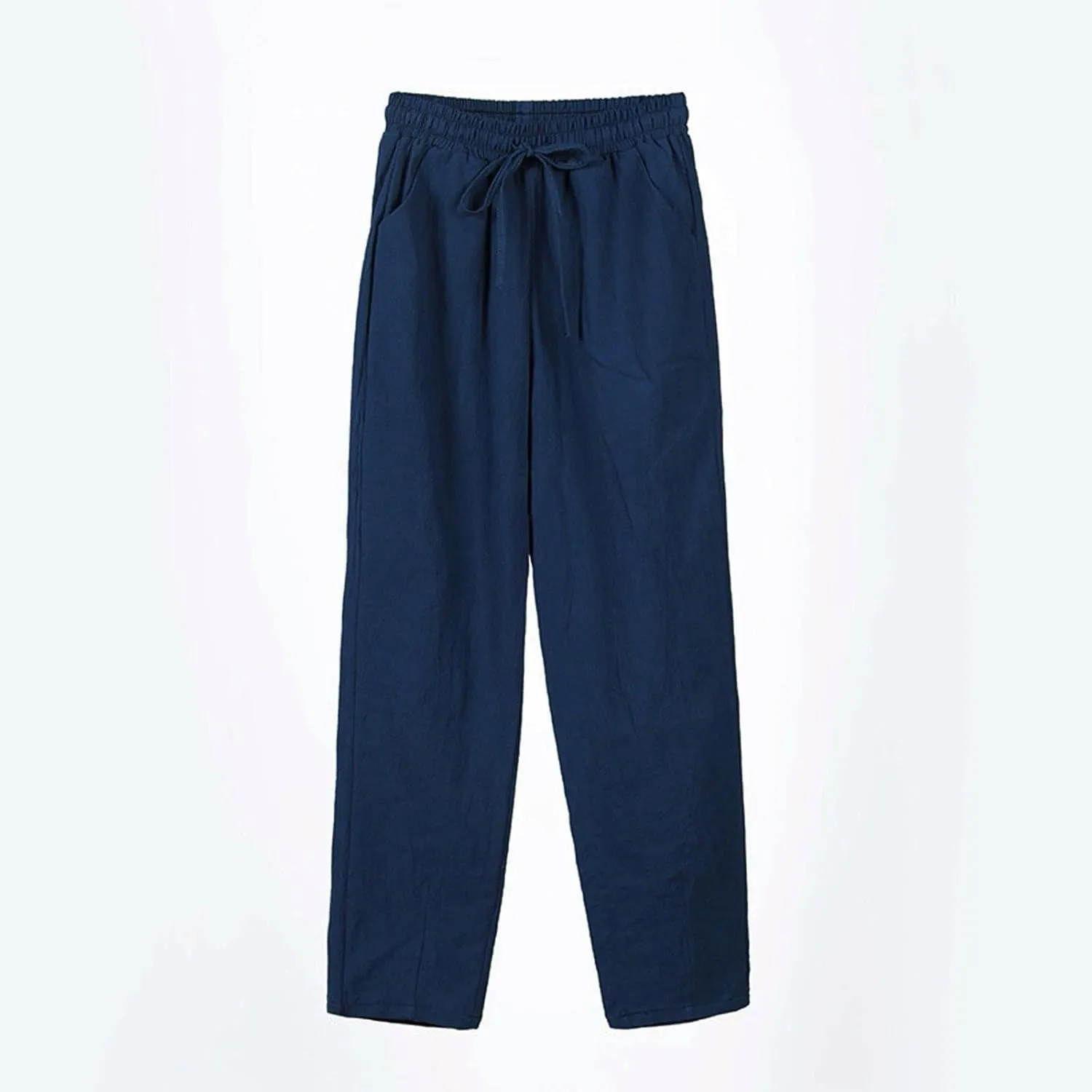 Linen Cropped Pants Women Straight Leg Elastic Waist Drawstring Casual Pants with Pockets 2025 Summer Beach Outfits