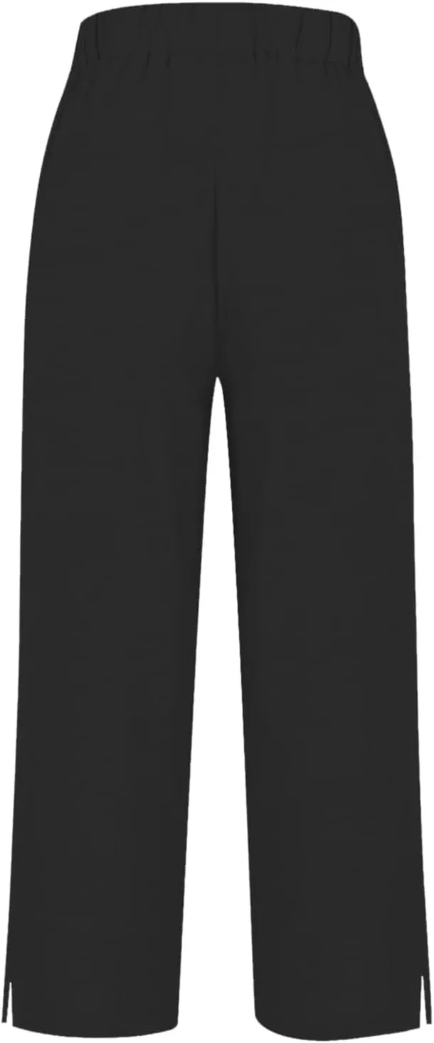 Linen Pants for Women 2025 Summer High Waist Elastic Straight Leg Pant Casual Lounge Loose Lightweight Beach Trousers