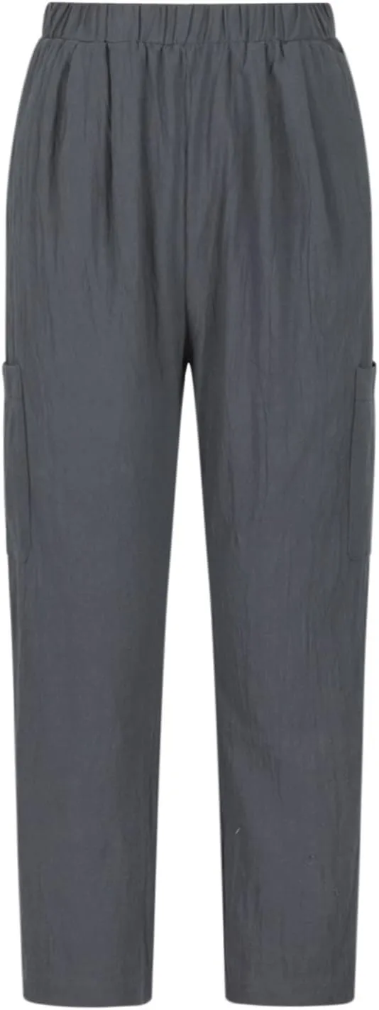 Linen Pants for Women High Waisted Casual 2023 Summer Elastic Waist Straight Leg Long Lounge Trousers Pant