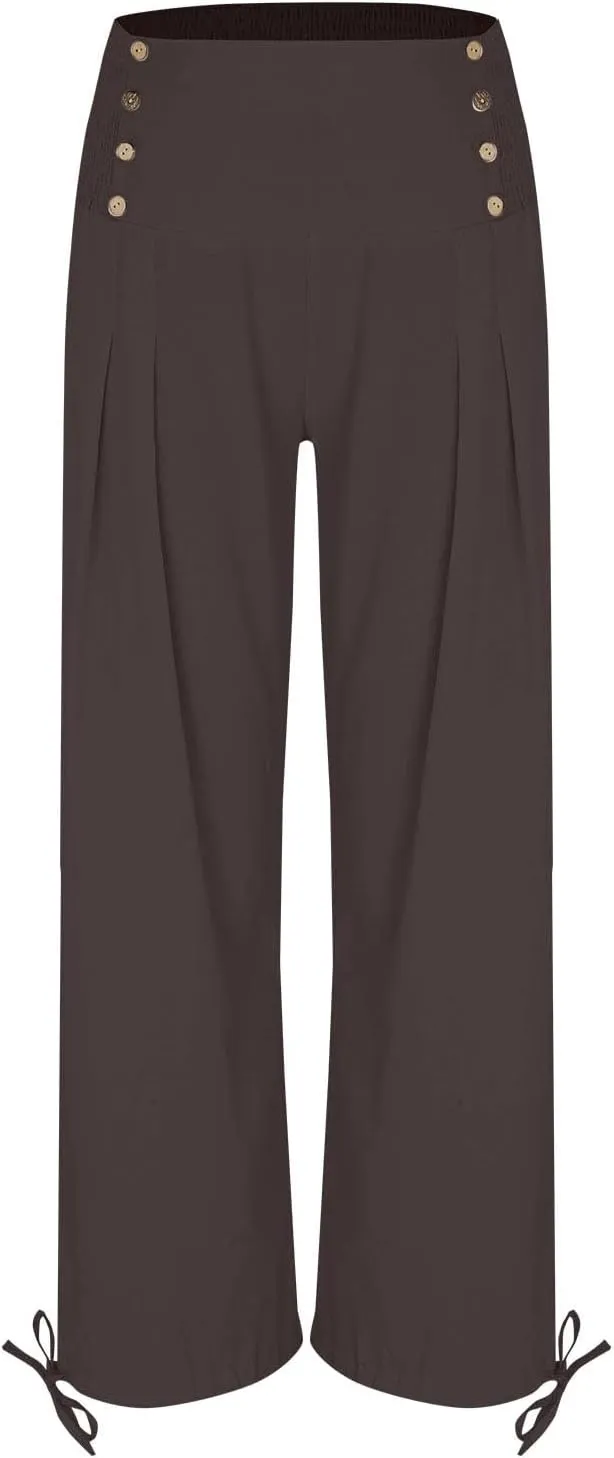 Linen Pants Petite Women Summer Spring Casual Loose Pant for Womens Petite Wide Leg Cotton Trousers Petite