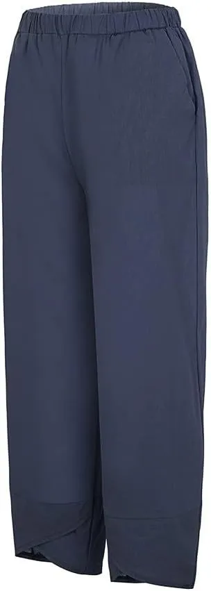 Linen Pants Wide Leg Trousers Trendy Lounge Pant Casual Elastic Waisted Linen Pants for Women Casual Work Pants