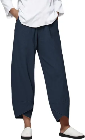 Linen Pants Wide Leg Trousers Trendy Lounge Pant Casual Elastic Waisted Linen Pants for Women Casual Work Pants