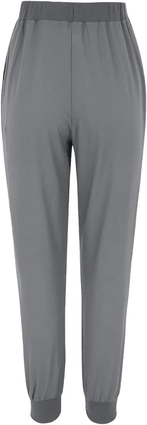 Linen Pants Women Dressy Pants Work Drawstring Elastic Waist Tapered Leg Summer Jogger Baggy Trousers with Pockets