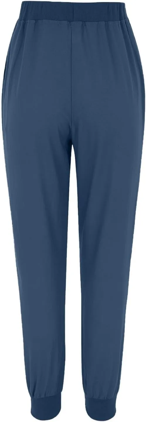 Linen Pants Women Dressy Pants Work Drawstring Elastic Waist Tapered Leg Summer Jogger Baggy Trousers with Pockets