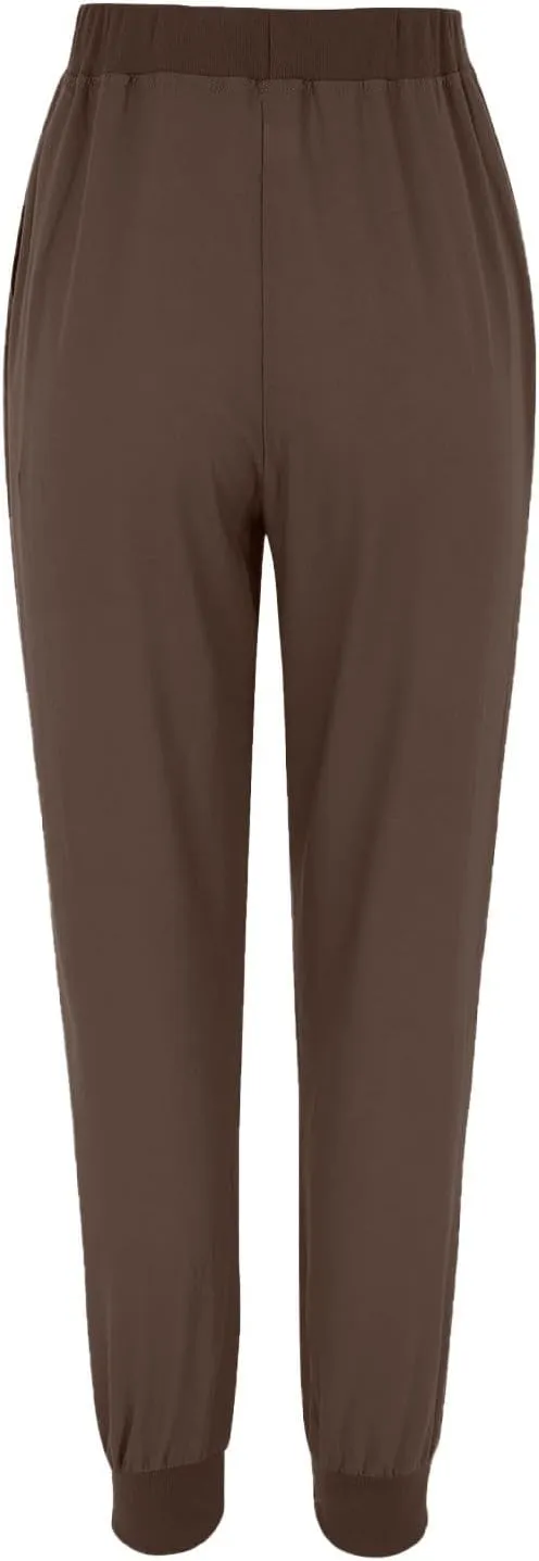 Linen Pants Women Palazzo Pants Petite Dressy Elastic Waist Tapered Leg Summer Casual Jogger Lightweight Trousers