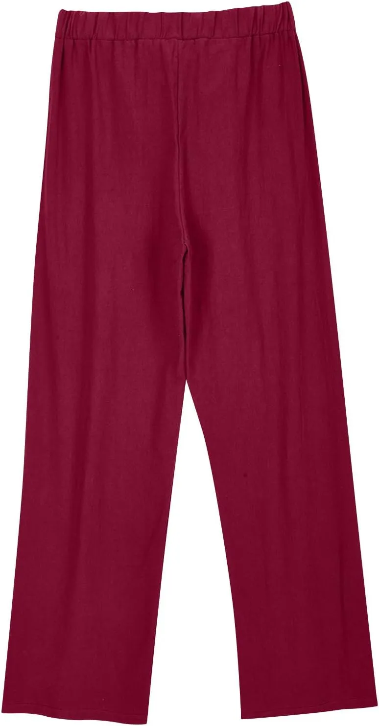 Linen Pants Women Wide Leg Palazzo Pants Lounge Beach Summer Cropped Drawstring Trousers Clothes with Pockets