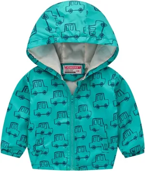 Little Girls Boys Rain Jacket Lightweight aterproof Solid Fall Raincoat Zipper Hooded Lined Windbreaker