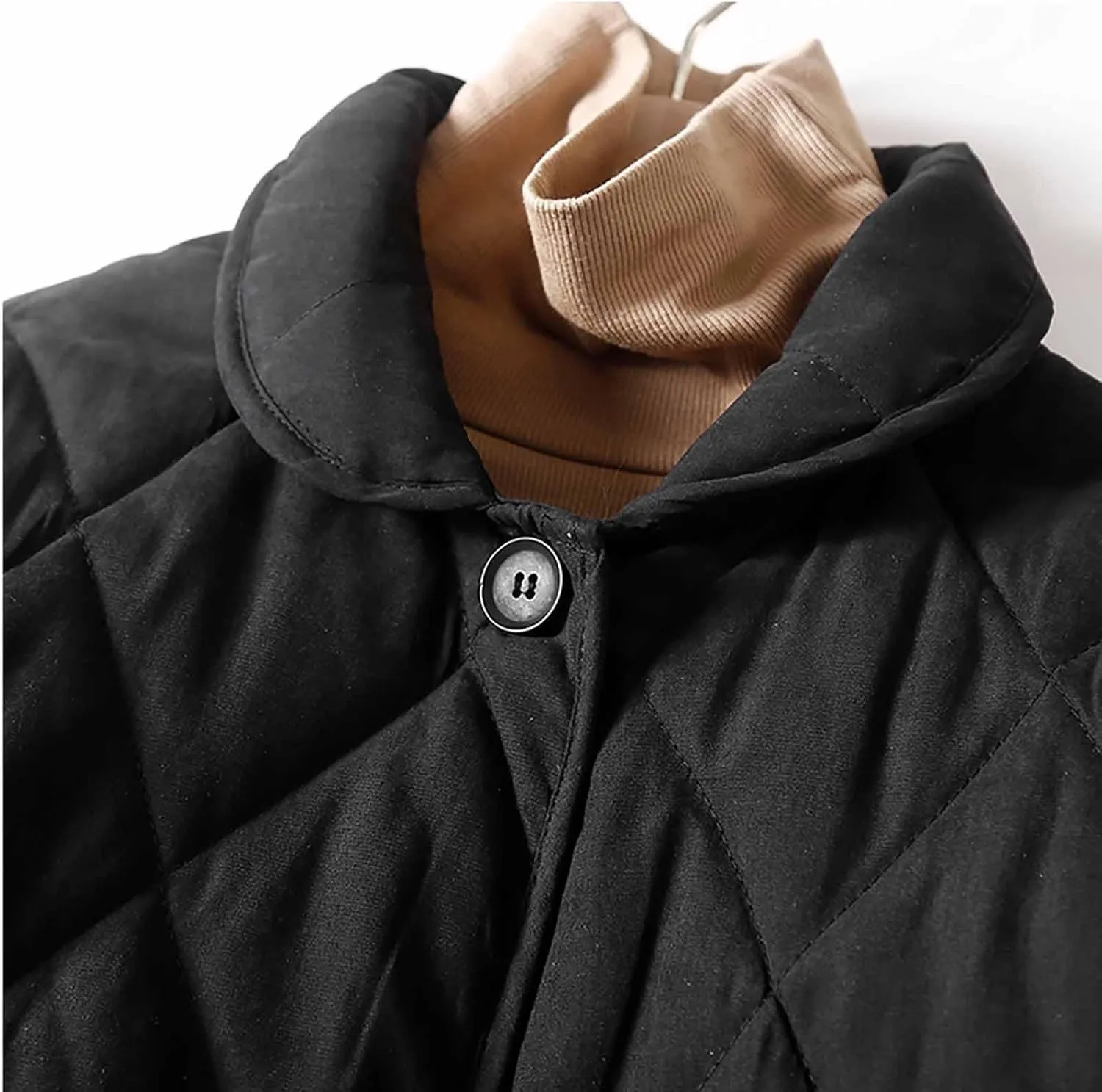 Long Puffer Jacket Women Maxi Length Quilted Lightweight Quilted Padded Coat Fall Winter Outerwear