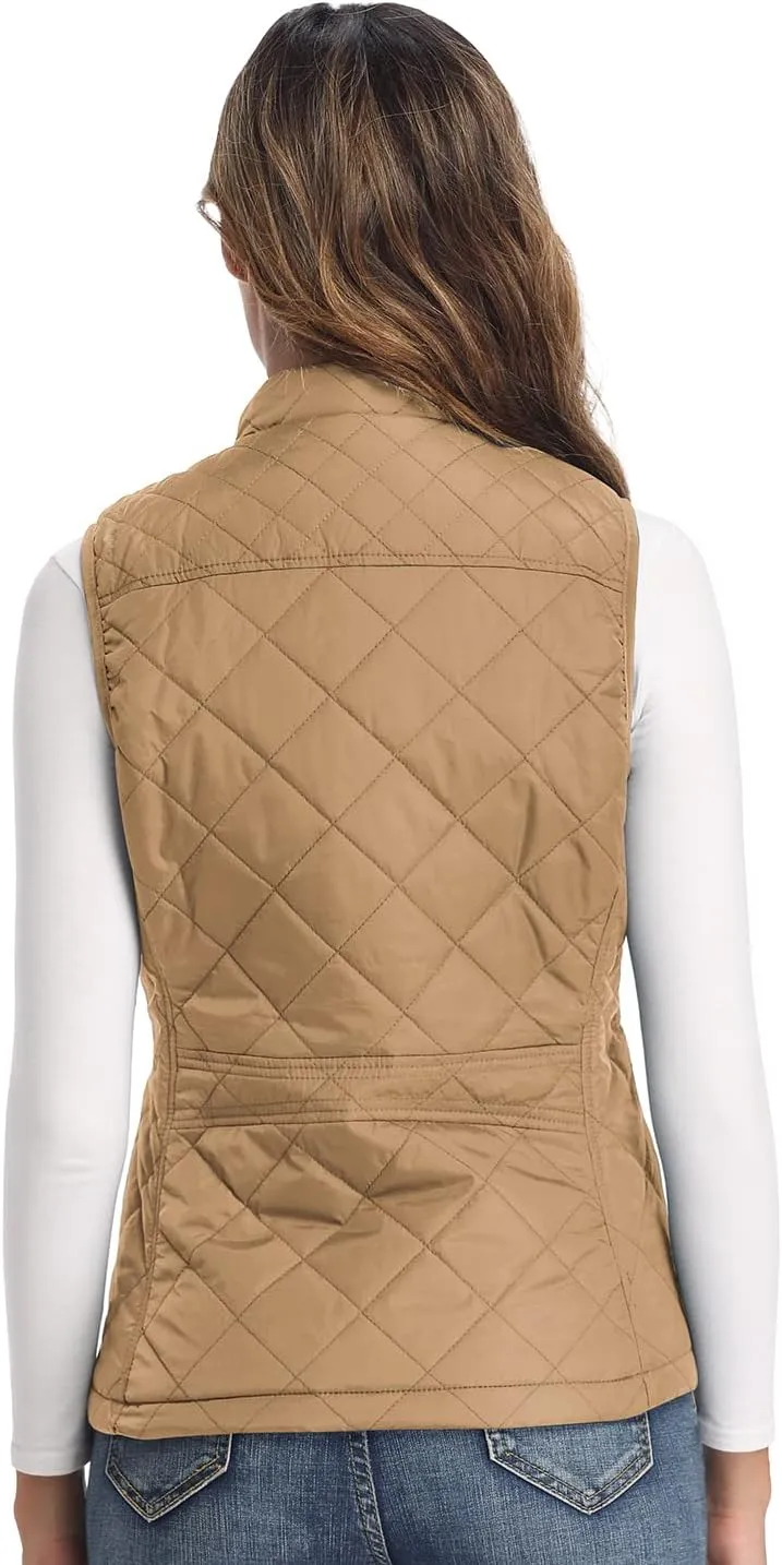 LONGKING Women's Vest, Stand Collar Lightweight Zip Quilted Vest for Women